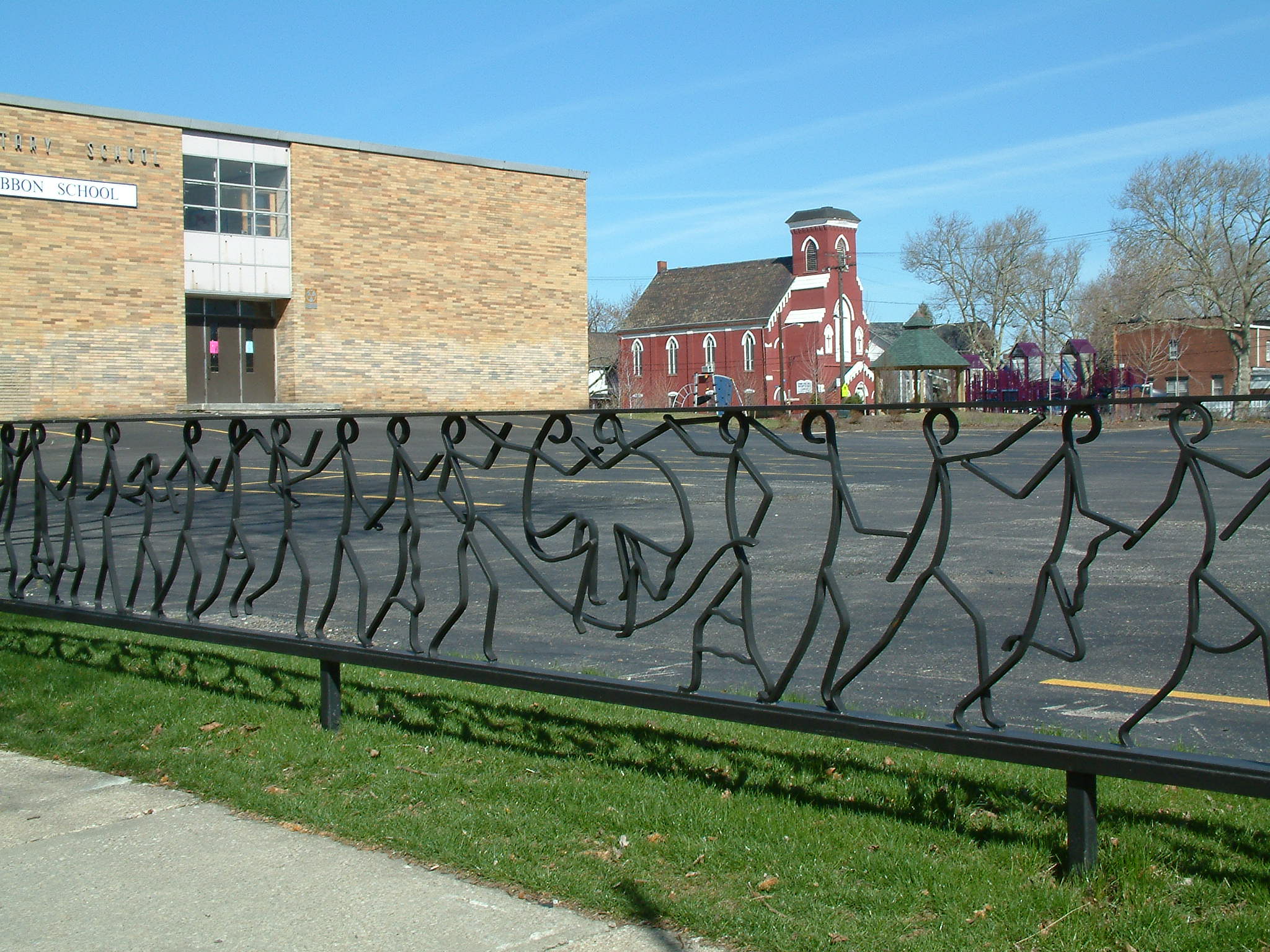 Decorative fence at Orchard School in Ohio City