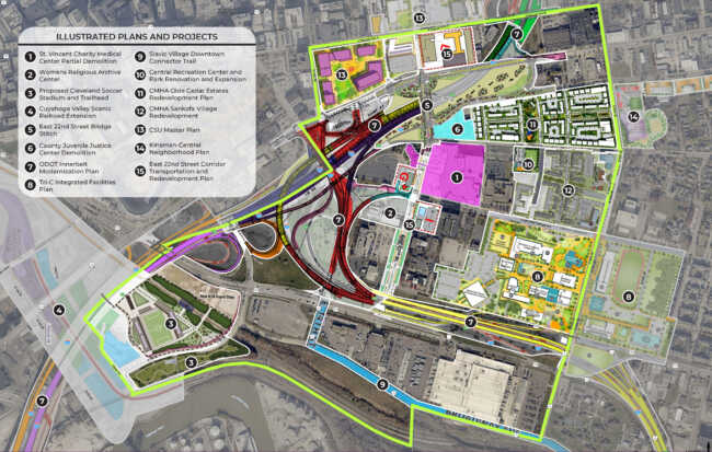 East 22nd Street Current Conditions Assessment Map of the East 22nd Street study area identifying existing plans