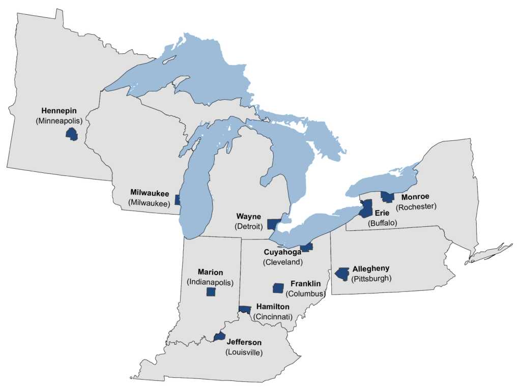 map of the peer counties in the Data Book