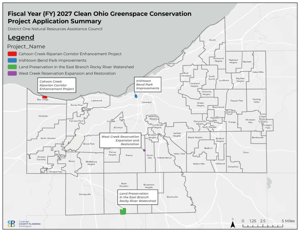 map of Clean Ohio Fiscal Year 2027 project applications